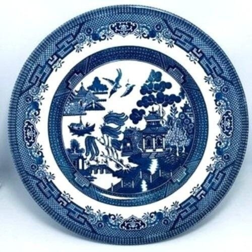 Vtg Churchill England Blue Willow Dinner Plate Blue White‎ Earthenware Stoneware
